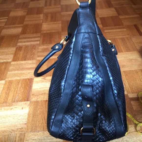 Lena Erziak Black Snakeskin Python Large Bag NEW - Picture 2 of 8